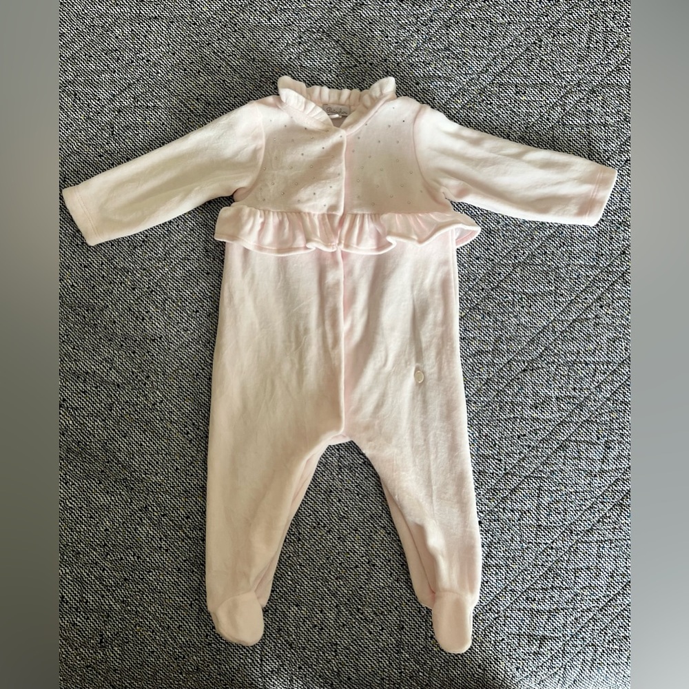 Patachou Baby Girl Cotton One-Piece, Light Pink, 6 Months